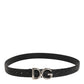 Black Exotic Leather DG Logo Buckle Belt