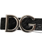 Black Exotic Leather DG Logo Buckle Belt