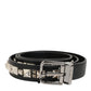 Black Leather Studded Silver-Tone Buckle Belt