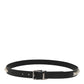Black Leather Studded Silver-Tone Buckle Belt