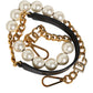 Black Leather Pearl Chain Bag Accessory Shoulder Strap