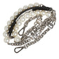 Black Leather Pearl Chain Bag Accessory Shoulder Strap