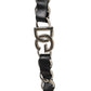 Black Leather Silver Chain Bag Accessory Shoulder Strap