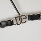 Black Leather Silver Chain Bag Accessory Shoulder Strap