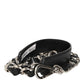 Black Leather Silver Chain Bag Accessory Shoulder Strap