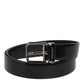 Black Leather Classic Metal Buckle Men Belt