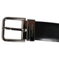 Black Leather Classic Metal Buckle Men Belt