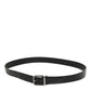 Black Leather Classic Metal Buckle Men Belt