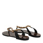 Black Crystals Flats Sandals Beachwear Shoes