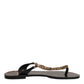 Black Crystals Flats Sandals Beachwear Shoes