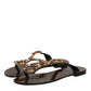 Black Crystals Flats Sandals Beachwear Shoes