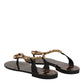 Black Crystals Flats Sandals Beachwear Shoes