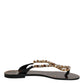 Black Crystals Flats Sandals Beachwear Shoes