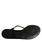 Black Crystals Flats Sandals Beachwear Shoes