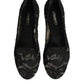 Black Taormina Lace Slip On Flats Shoes
