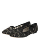 Black Taormina Lace Slip On Flats Shoes