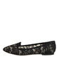 Black Taormina Lace Slip On Flats Shoes