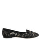 Black Taormina Lace Slip On Flats Shoes
