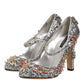 Silver Sequin Crystal Mary Janes Pumps Shoes