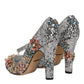 Silver Sequin Crystal Mary Janes Pumps Shoes