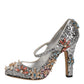 Silver Sequin Crystal Mary Janes Pumps Shoes