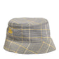 Gray Yellow Wool Blend Plaid Bucket Cap Men Hat