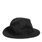 Black Striped Virgin Wool Men Fedora Capello Hat