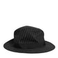 Black Striped Virgin Wool Men Fedora Capello Hat