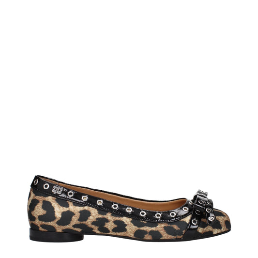 Brown Fabric Ballet Flats