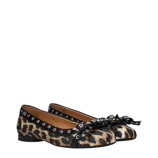Brown Fabric Ballet Flats