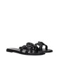 Black Leather Slippers Sandals