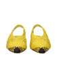 Yellow Leather Flat Sandals