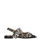 Brown Fabric Flat Sandals