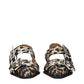 Brown Fabric Flat Sandals