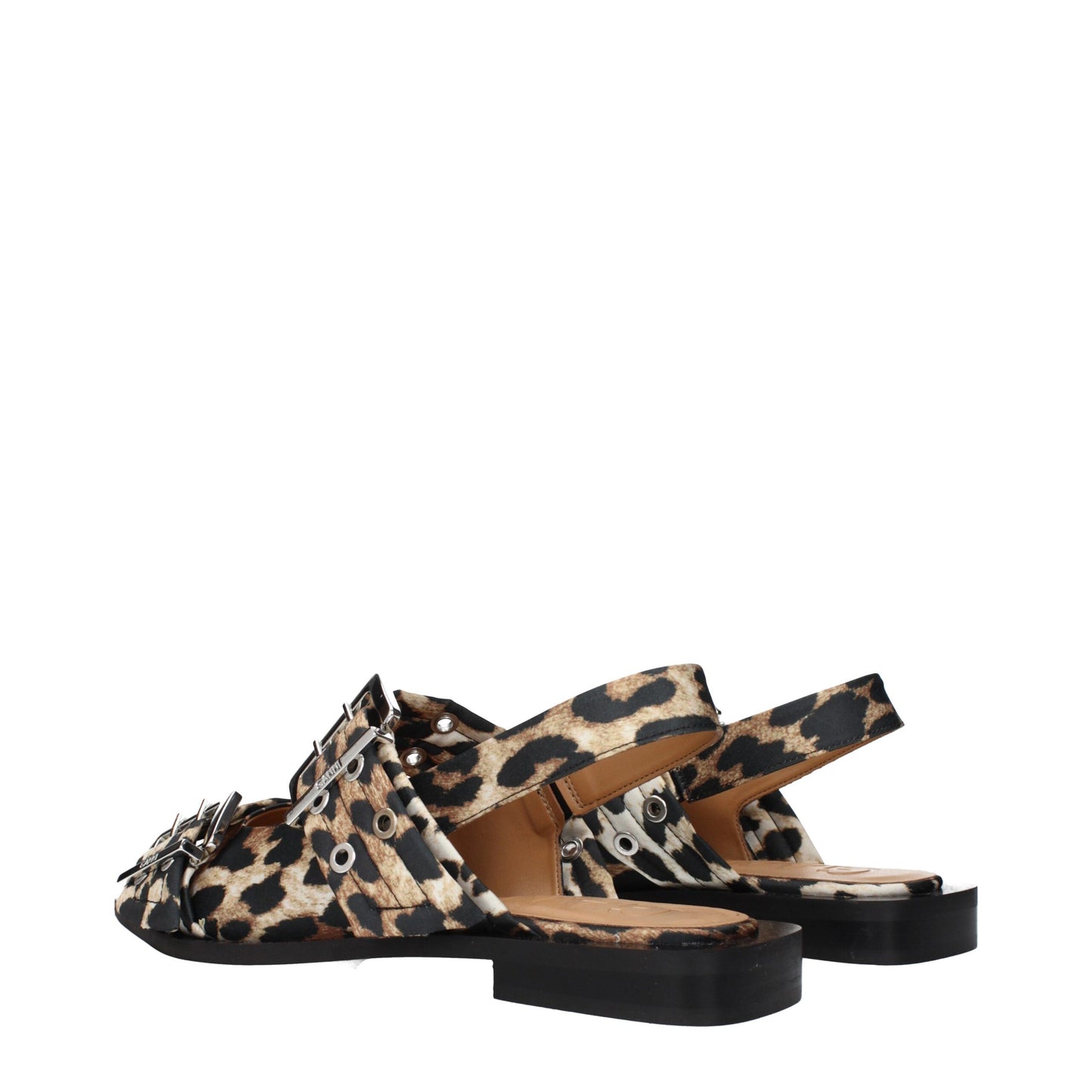 Brown Fabric Flat Sandals