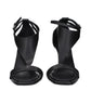 Black Leather Stiletto Heels Sandals