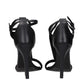 Black Leather Stiletto Heels Sandals