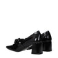 Black Leather Mid Heel Pumps