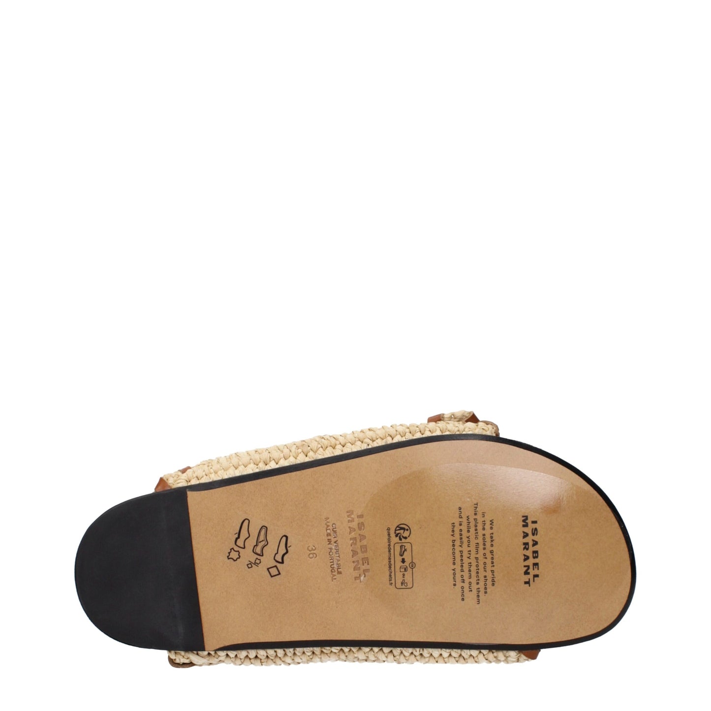 Beige Raffia Slippers Sandals
