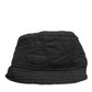 Black Nylon Quilted Bucket Men Capello Hat