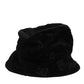 Black Cotton Suede Bucket Logo Capello Hat