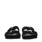 Black Leather Slippers Sandals
