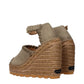 Green Leather Wedges Sandals