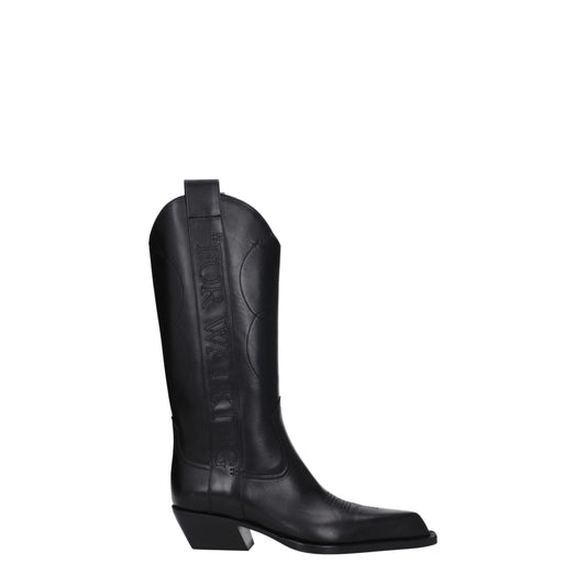 Black Leather High Heel Boots