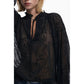 Black Polyester Women Blouse