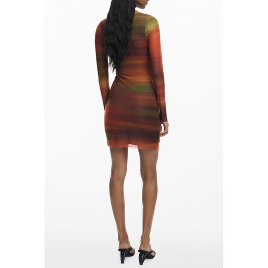 Orange Polyester Women Dress