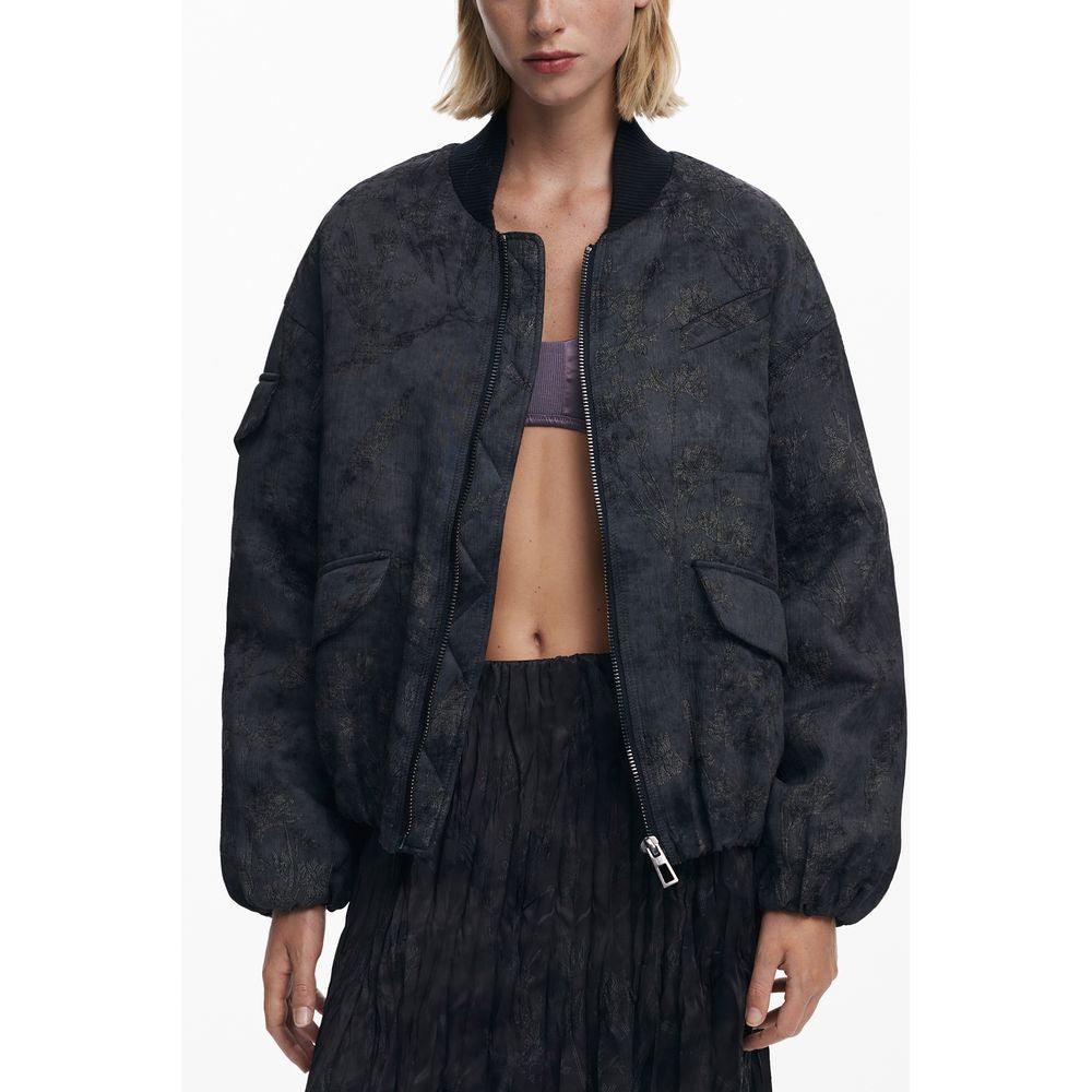 Black Polyester Women Jacket