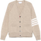 Shetland Wool 4-Bar Relaxed Fit V Neck Cardigan