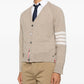 Shetland Wool 4-Bar Relaxed Fit V Neck Cardigan