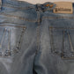 Blue Washed Mid Waist Skinny Casual Denim Pants